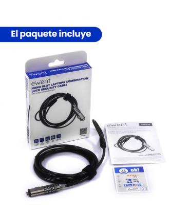 Cable de seguridad ewent para portatil - combinacion 4 digitos 1.8m