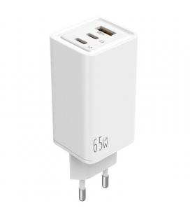 Cargador de pared gan leotec lecsph65w3w/ 2xusb tipo-c/ 1xusb/ 65w