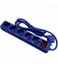 Regleta con interruptor phasak bn 0825/ 5 tomas de corriente/ cable 1.8m/ azul