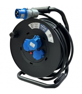 Regleta enrollable phasak bn 3478/ 2 tomas de corriente/ 1 enchufe industrial 2p+tt/ cable 40m/ negro y azul