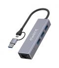 Ewent EW1159 hub de interfaz USB 3.2 Gen 1 (3.1 Gen 1) Type-A + Type-C 5000 Mbit/s Gris