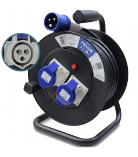 Regleta enrollable phasak bn 3475/ 2 enchufe industrial 2p+tt/ cable 25m/ negro y azul