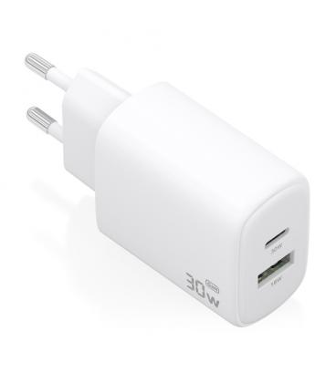 Cargador de pared gan aisens a110-0977/ 1xusb tipo-c/ 1xusb/ 30w/ blanco