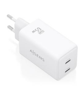 Cargador de pared gan aisens asch-65w2p078-w/ 2xusb tipo-c/ 65w/ blanco