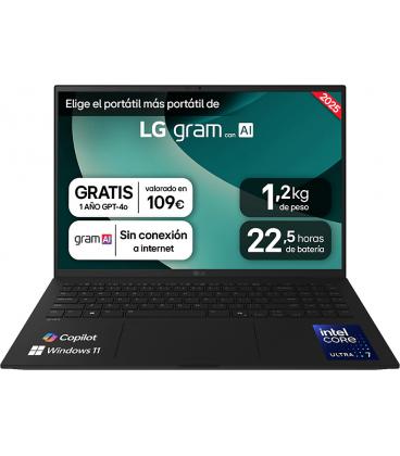 Portátil lg gram 16z90t-g.ad8bb intel core ultra 7-255h/ 32gb/ 2tb ssd/ 16'/ win11