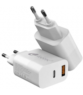 Cargador de pared leotec lecsph20w2w2/ 1xusb tipo-c/ 1xusb/ 20w