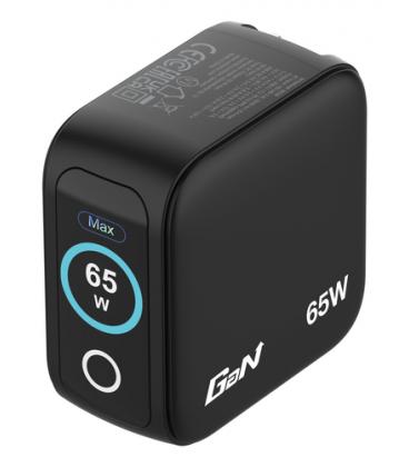 Cargador de pared universal gan para viaje verbatim mini gan charger con pantalla/ 2xusb tipo-c/ 1xusb/ 65w