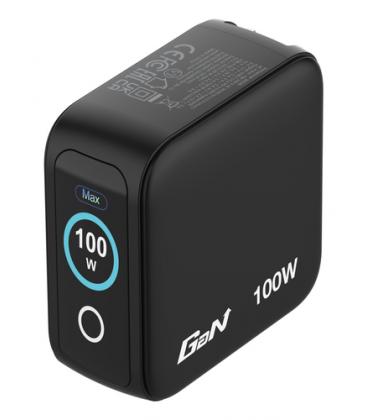 Cargador de pared universal gan para viaje verbatim mini gan charger con pantalla/ 2xusb tipo-c/ 1xusb/ 100w
