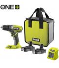 Taladro-atornillador sin cable ryobi one+ r18dd2-220s/ 2 baterías 18v 2,0 ah/ cargador 1,5 a/ bolsa de transporte