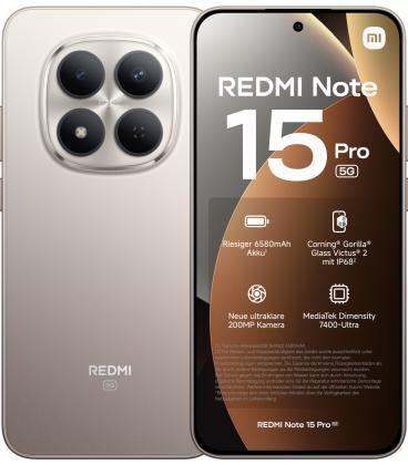 Movil xiaomi redmi note 15 pro 5g 8gb 256gb 6.8 pulgadas titanio