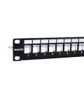 Panel frontal rack 19 pulgadas phasak para 24 conectores 1u con org. de cables ftp negro