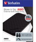 Disco duro externo ssd verbatim store n go 256gb 2.5 pulgadas usb tipo c negro