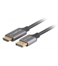 CABLE LANBERG DISPLAYPORT A HDMI 4K MACHO/MACHO 1.8M NEGRO -PLATA