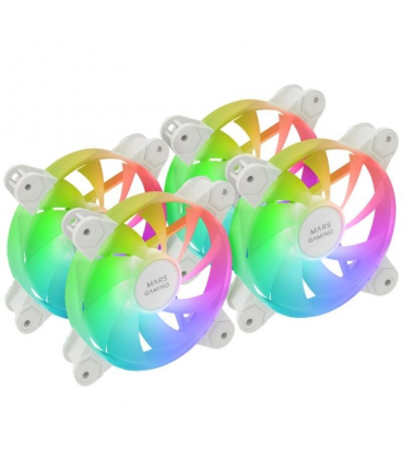 Pack 3 ventiladores mars gaming mf-4a/ 12cm/ argb/ blanco