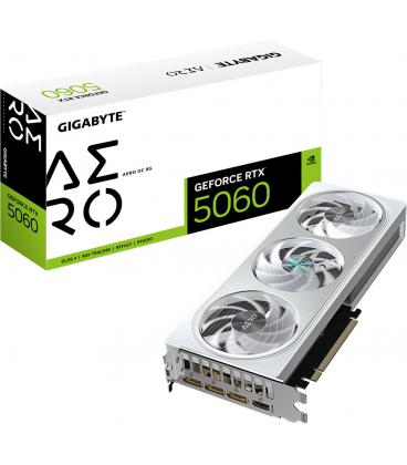 GIGABYTE GeForce RTX 5060 AERO OC 8G Tarjeta Gráfica - 8GB GDDR7, 128bit, PCI-E 5.0, 2595 MHz Frecuencia del núcleo, 3 x Display