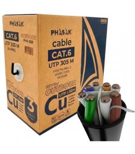 Bobina de cable rj45 utp phasak phr 669 cat.6/ 305m/ gris