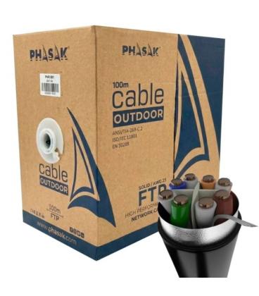 Bobina de cable rj45 ftp phasak phr 681 cat.6a/ 100m/ gris