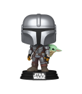 Funko pop star wars the mandalorian con grogu a la espalda