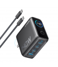 CARGADOR DE PARED ANKER 140W 4 PUERTOS PD 3.1 CON CABLE USB-C NEGRO