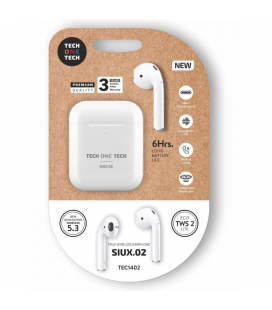 Auriculares bluetooth tech one tech siux.2 tec1402/ con estuche de carga/ autonomía 6h/ blancos