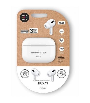 Auriculares bluetooth tech one tech siux.11 tec1411/ con estuche de carga/ autonomía 6h/ blancos