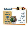 Bobina cable red phasak utp cat.6 lszh certificacion cpr (ignifugo) cca 305m gris