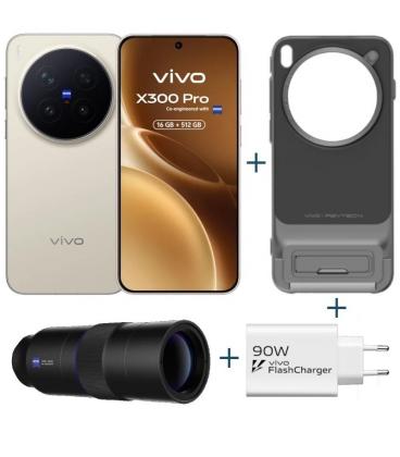 Vivo x300 pro brown + funda + teleobjetivo + ch90w