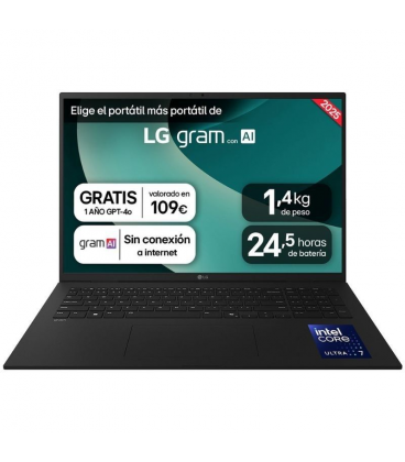 Portátil lg gram 17z90tl-g.au88b intel core ultra 7-258v/ 32gb/ 1tb ssd/ 17'/ win11