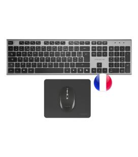 Teclado + raton tacens 6zenithfr inalambrico gris frances + alfombrilla