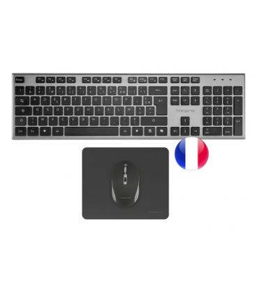 Teclado + raton tacens 6zenithfr inalambrico gris frances + alfombrilla