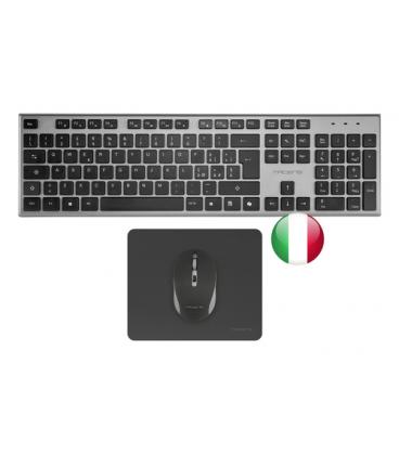 Teclado + raton tacens zenith inalambrico gris italiano + alfombrilla