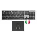Teclado + raton tacens zenith inalambrico gris italiano + alfombrilla