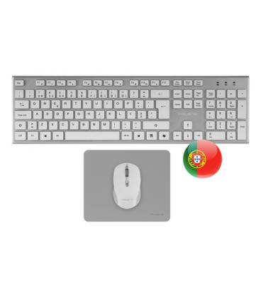 Teclado + raton tacens zenith inalambrico plata portugues + alfombrilla