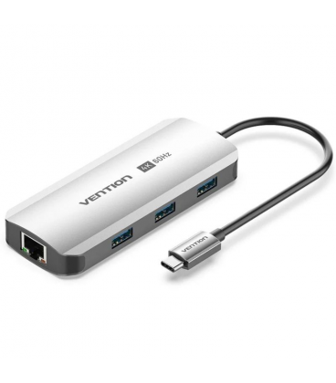 Docking usb tipo-c vention tqhhb/ 1xhdmi 4k/ 3xusb/ 1xusb tipo-c pd/ 1xrj45/ gris