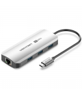 Docking usb tipo-c vention tqhhb/ 1xhdmi 4k/ 3xusb/ 1xusb tipo-c pd/ 1xrj45/ gris