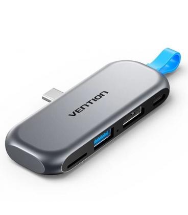 Docking sin cables usb tipo-c vention thyh0/ 1xusb/ 1xhdmi/ 1xusb tipo-c pd/ 1xlector de tarjetas/ gris