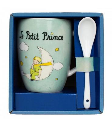 Taza con cuchara enesco el principito en la luna