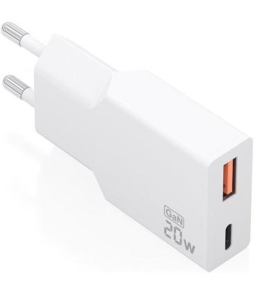 Cargador de pared gan aisens a110-0998/ 1xusb tipo-c/ 1xusb/ 20w/ blanco