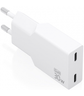 Cargador de pared gan aisens a110-1003/ 2xusb tipo-c/ 30w/ blanco