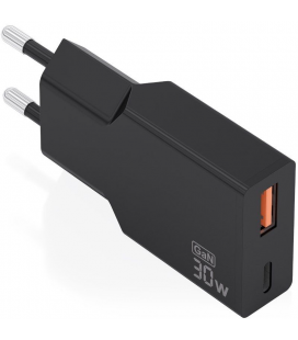Cargador de pared gan aisens a110-1005/ 1xusb tipo-c/ 1xusb/ 30w/ negro