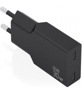 Cargador de pared gan aisens a110-1006/ 2xusb tipo-c/ 30w/ negro