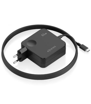 Cargador de pared gan aisens asch-1pd65wl80-bk/ 1xusb tipo-c/ 65w/ negro