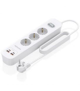 Regleta con interruptor aisens asps-2a2c10-w/ 3 tomas de corriente/ 2 usb - 2 usb tipo-c/ cable 1.4m/ blanco