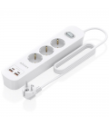 Regleta con interruptor aisens asps-2a2c10-w/ 3 tomas de corriente/ 2 usb - 2 usb tipo-c/ cable 1.4m/ blanco