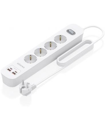 Regleta con interruptor aisens asps-2a2c12-w/ 4 tomas de corriente/ 2 usb - 2 usb tipo-c/ cable 1.4m/ blanco
