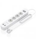 Regleta con interruptor aisens asps-2a2c12-w/ 4 tomas de corriente/ 2 usb - 2 usb tipo-c/ cable 1.4m/ blanco