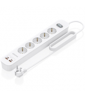 Regleta con interruptor aisens asps-2a2c14-w/ 5 tomas de corriente/ 2 usb - 2 usb tipo-c/ cable 1.4m/ blanco