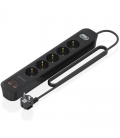 Regleta con interruptor aisens a154-0536/ 5 tomas de corriente/ 2 usb - 2 usb tipo-c/ cable 1.4m/ negro