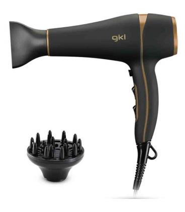 Secador gkl onyx 2200/ 2200w/ iónico/ negro y dorado