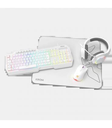 Krom kenta pc combo gaming 4 en 1 rgb blanco